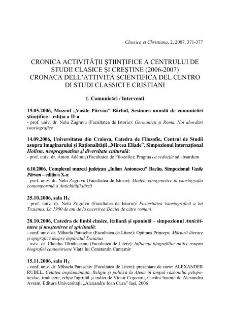 Facultatea de Istorie - Universitatea Alexandru Ioan Cuza