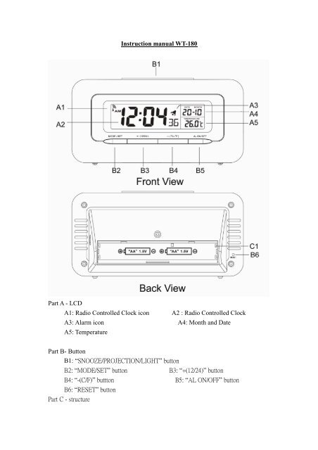 Instruction manual WT-180 Part A - LCD A1: Radio ... - Technoline