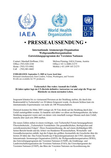 Chernobyl Forum Press Release - German - IAEA