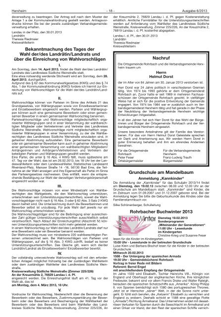 Ausgabe 06/2013 - Verbandsgemeinde Herxheim