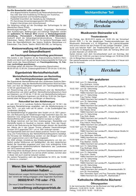 Ausgabe 06/2013 - Verbandsgemeinde Herxheim