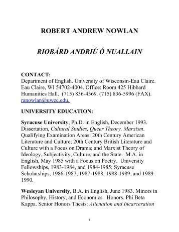 robert andrew nowlan riobrd andri nuallain - University of Wisconsin ...
