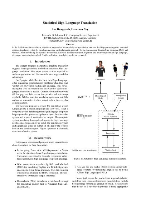 Statistical Sign Language Translation Citeseerx