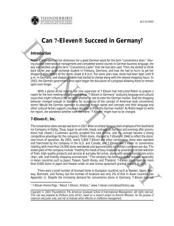 Can 7-Eleven® Succeed in Germany?