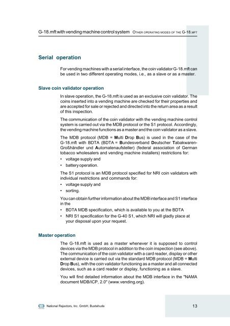 3 Other operating modes of the G-18.mft - NRI