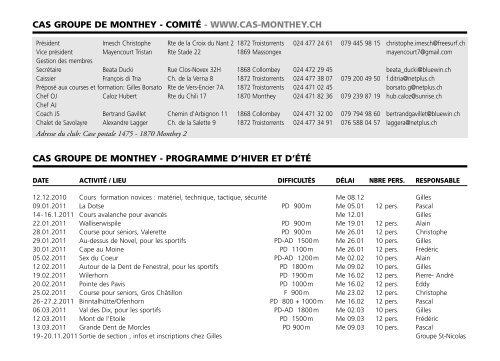 Cordée journal programme 2011 - Section Monte Rosa