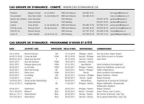 Cordée journal programme 2011 - Section Monte Rosa