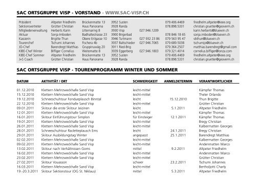 Cordée journal programme 2011 - Section Monte Rosa