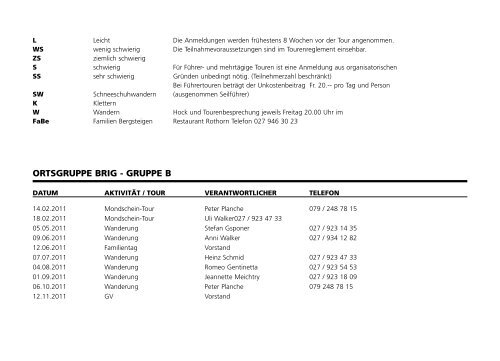 Cordée journal programme 2011 - Section Monte Rosa