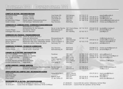 Cordée journal programme 2011 - Section Monte Rosa