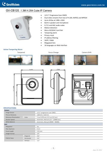 Geovision GV-CB120 1.3M IP Cube Camera - Use-IP