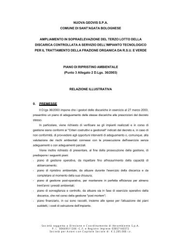 NUOVA GEOVIS S.P.A. COMUNE DI SANT'AGATA BOLOGNESE ...