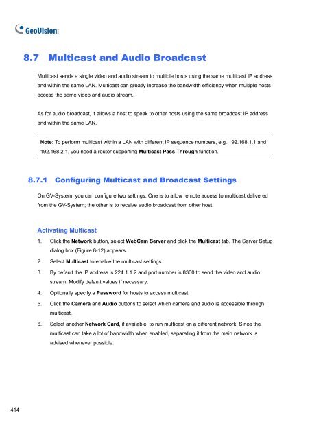 Quick Start Guide V8.4 - Geovision DVR Cards