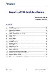 GeoVision USB Dongle Specifications.