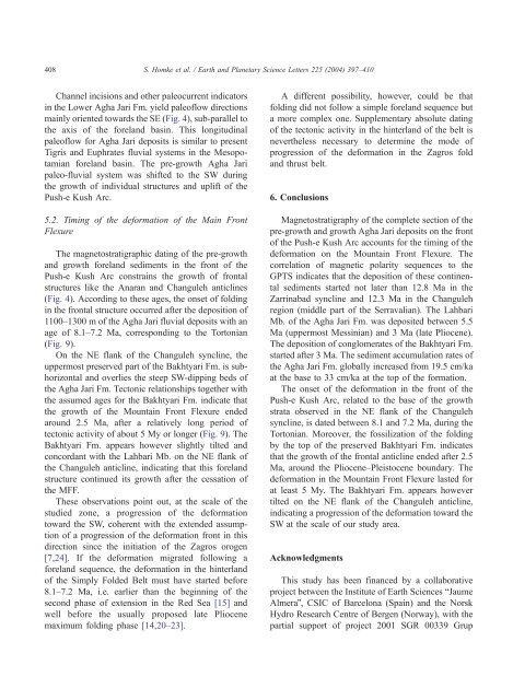 Magnetostratigraphy of Miocene–Pliocene Zagros foreland deposits ...