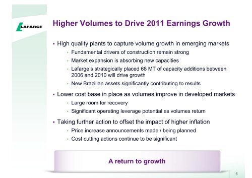 The slides for the analyst presentation - Lafarge