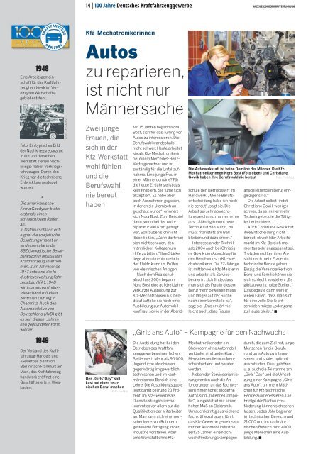 Jubiläums-Beilage "Die Welt" - KFZ Gewerbe