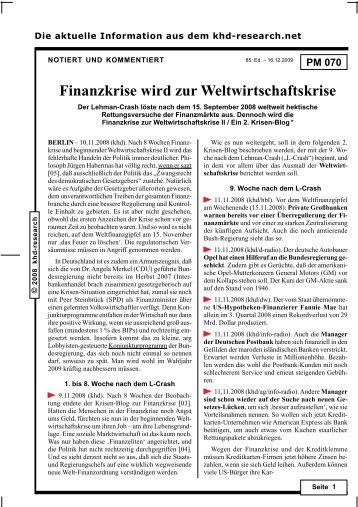 Finanzkrise wird zur Weltwirtschaftskrise - khd-Blog