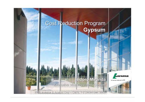 Presentation to the analysts and investors - Lafarge