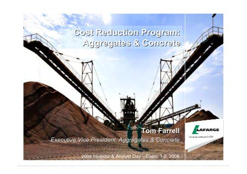 Presentation to the analysts and investors - Lafarge