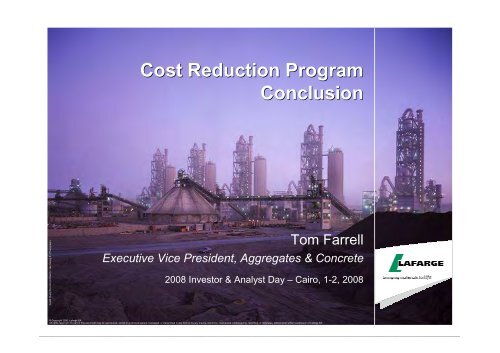 Presentation to the analysts and investors - Lafarge