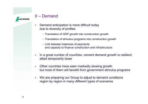 Presentation to the analysts and investors - Lafarge