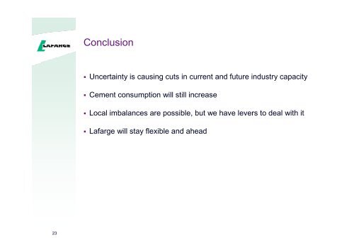 Presentation to the analysts and investors - Lafarge