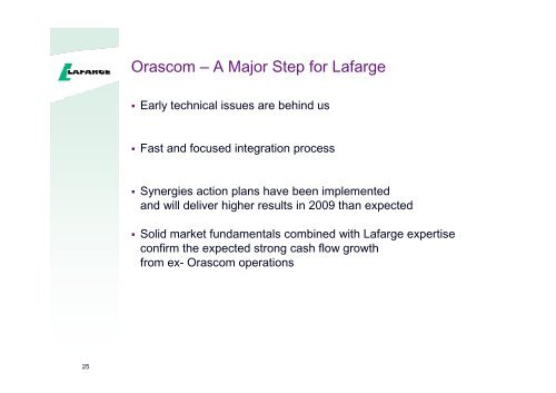 Presentation to the analysts and investors - Lafarge