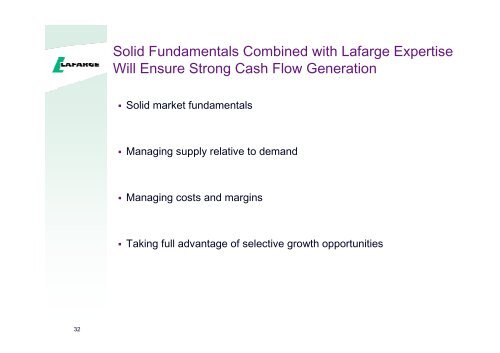 Presentation to the analysts and investors - Lafarge