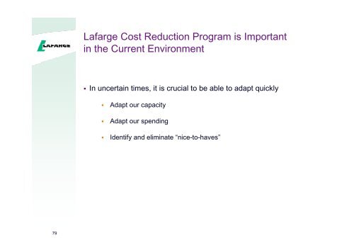 Presentation to the analysts and investors - Lafarge