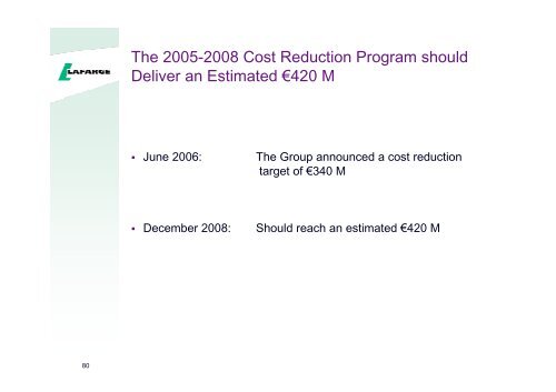 Presentation to the analysts and investors - Lafarge