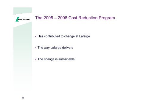 Presentation to the analysts and investors - Lafarge