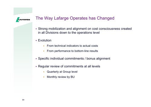 Presentation to the analysts and investors - Lafarge