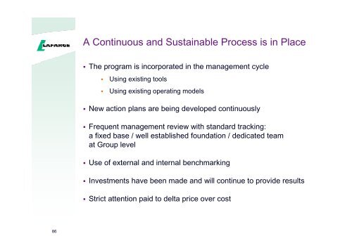 Presentation to the analysts and investors - Lafarge