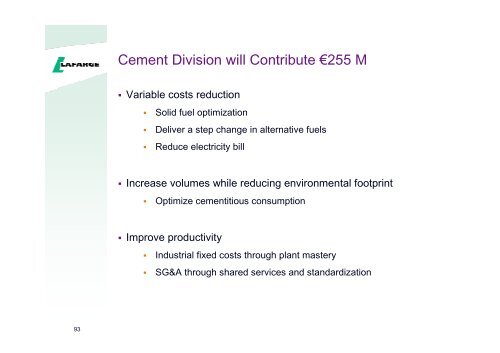 Presentation to the analysts and investors - Lafarge