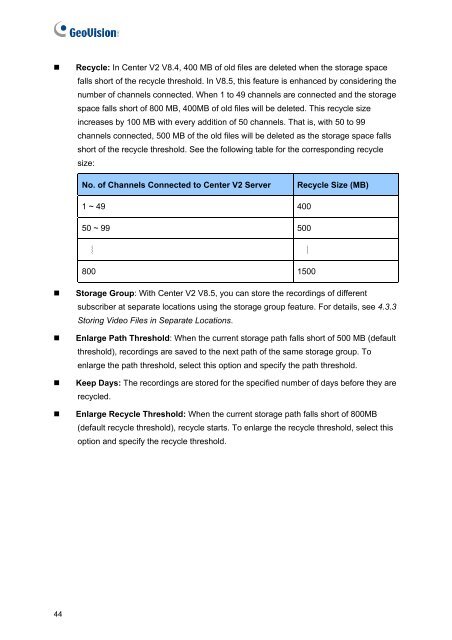 GeoVision V8.5 Feature Guide (PDF) - XTECHCAM