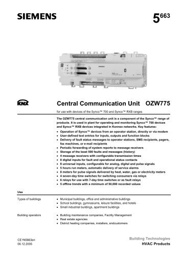 5663 Central Communication Unit OZW775 - Siemens